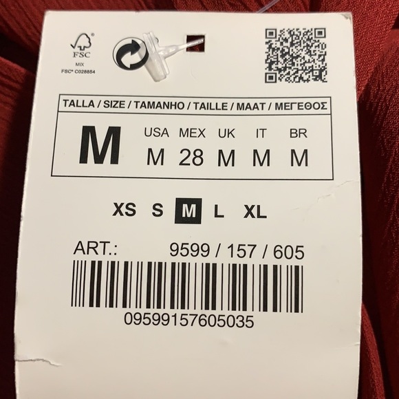 NWT. Zara Burgundy Wrap Ruffled Blouse. Size M. - Picture 4 of 6